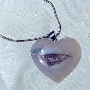 Puffy a gate heart with a druzy center